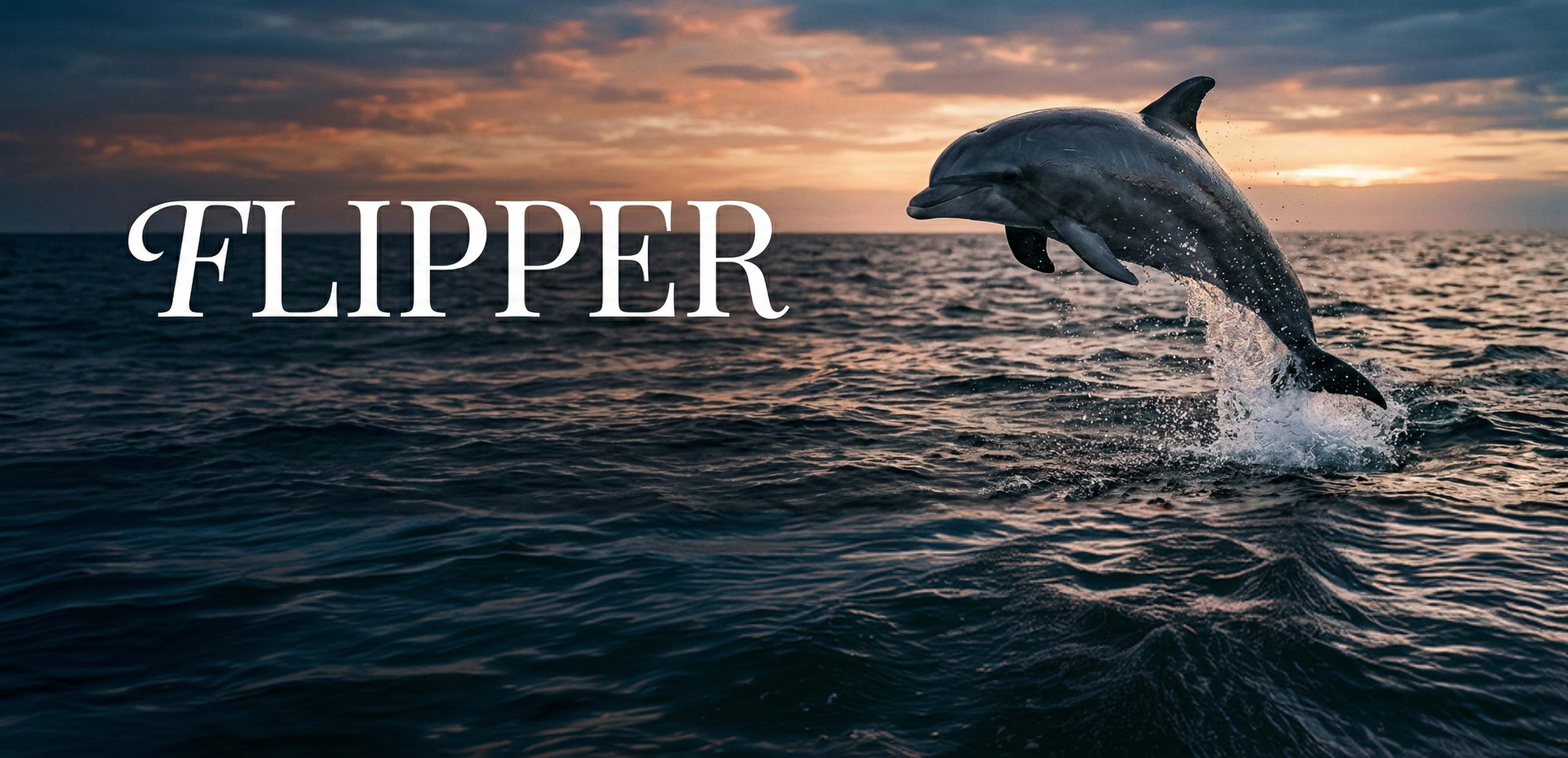 Dolphin jumping out of the ocean at sunset